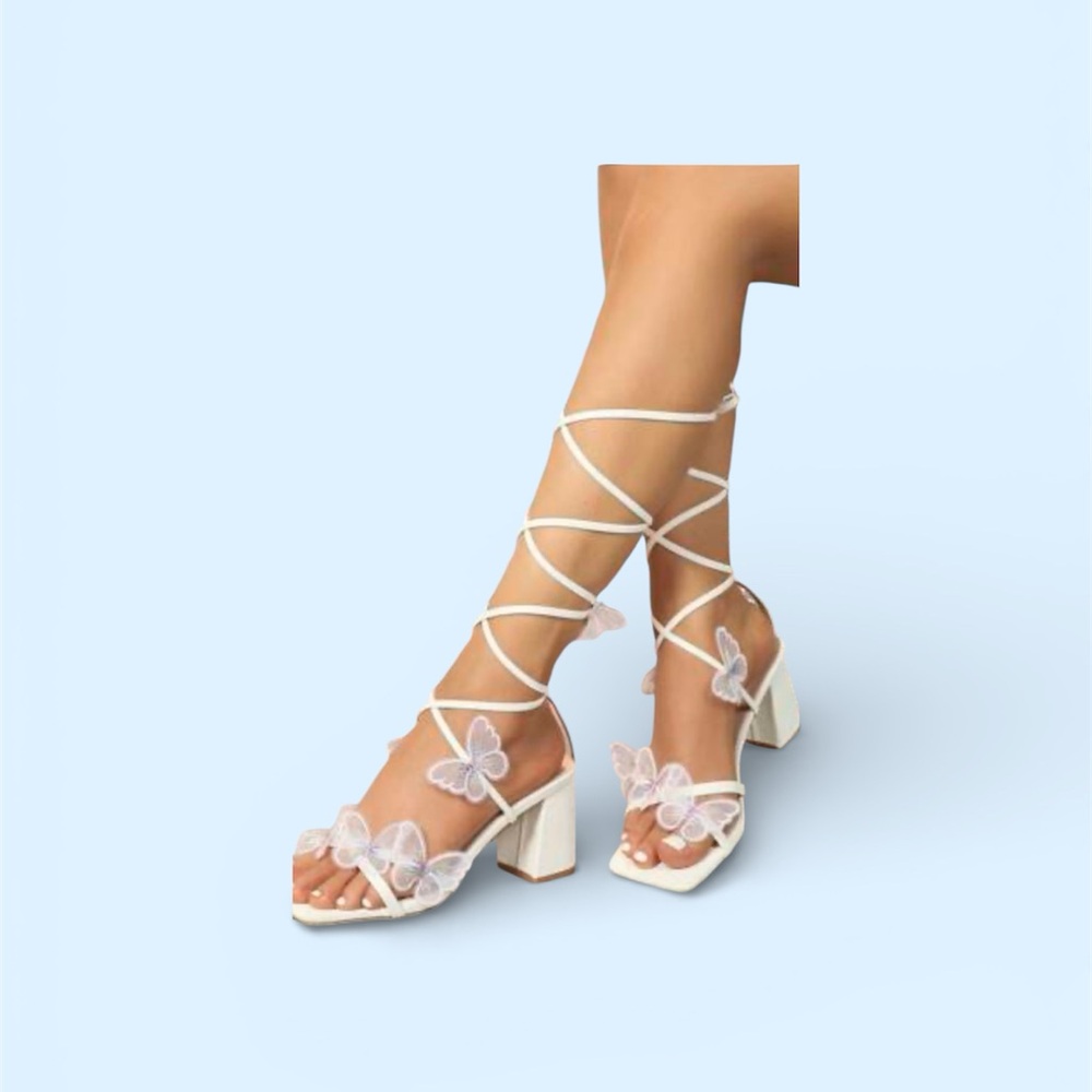 SHEIN White Butterfly Heels